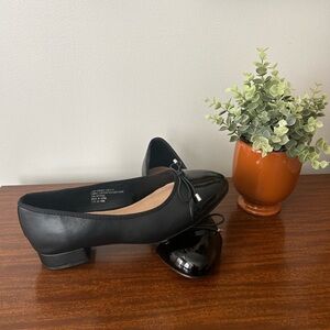 Ballerina Flats 9WW Torrid Black Chanel Kitten Heel 1” Black on Black